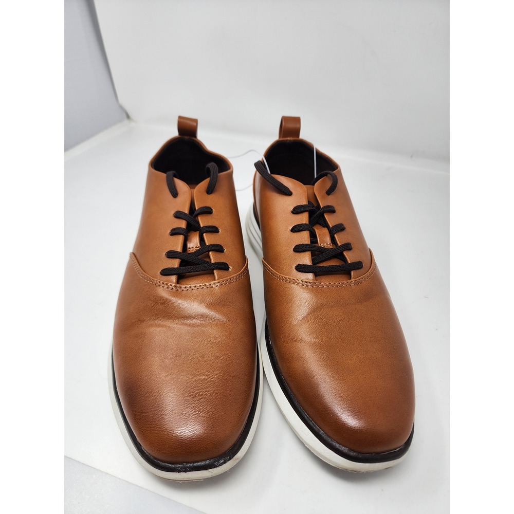 Goodfellow & Co Mens Lace Up Oxford Sneakers Brown Faux Leather Size 9